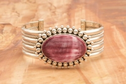 Artie Yellowhorse Purple Spiny Oyster Shell Sterling Silver Bracelet